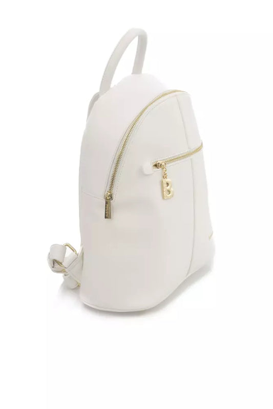 Chic White Backpack with Golden Accents