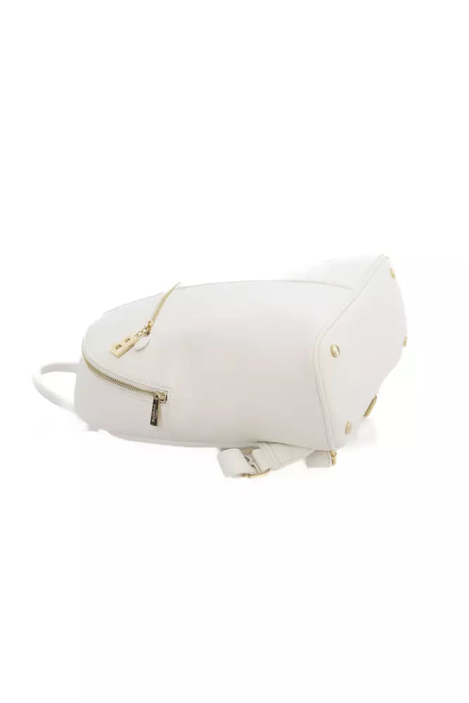 Chic White Backpack with Golden Accents