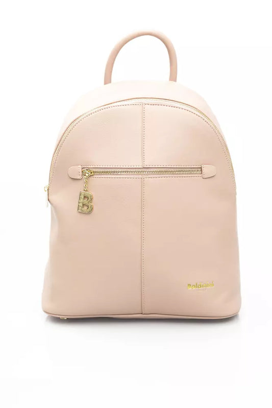 Elegant Golden-Detailed Pink Backpack