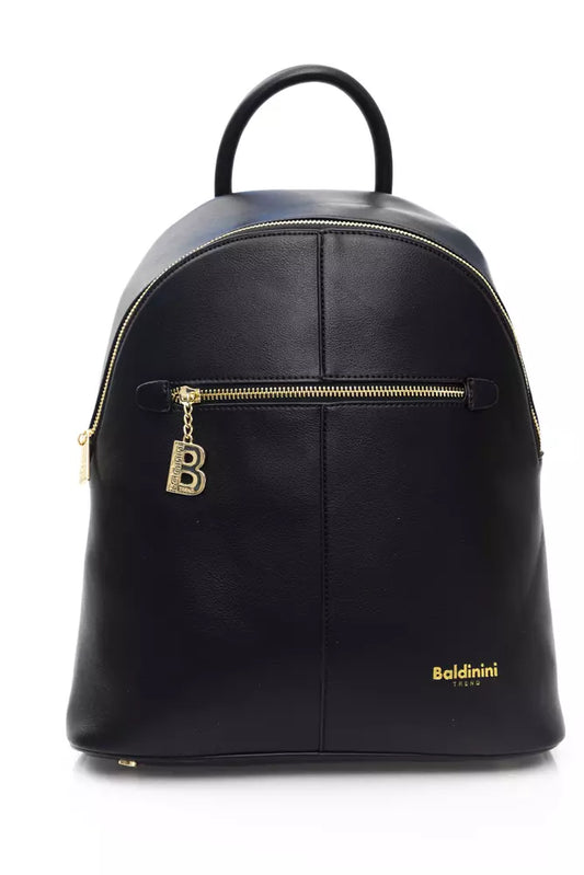 Chic Black Backpack with Golden Accents