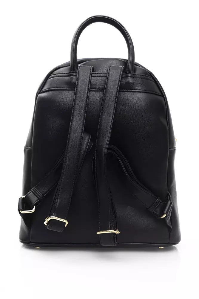 Chic Black Backpack with Golden Accents