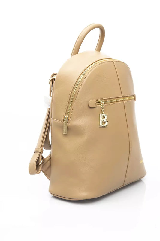 Chic Beige Backpack with Golden Accents