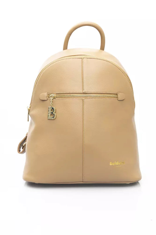 Chic Beige Backpack with Golden Accents