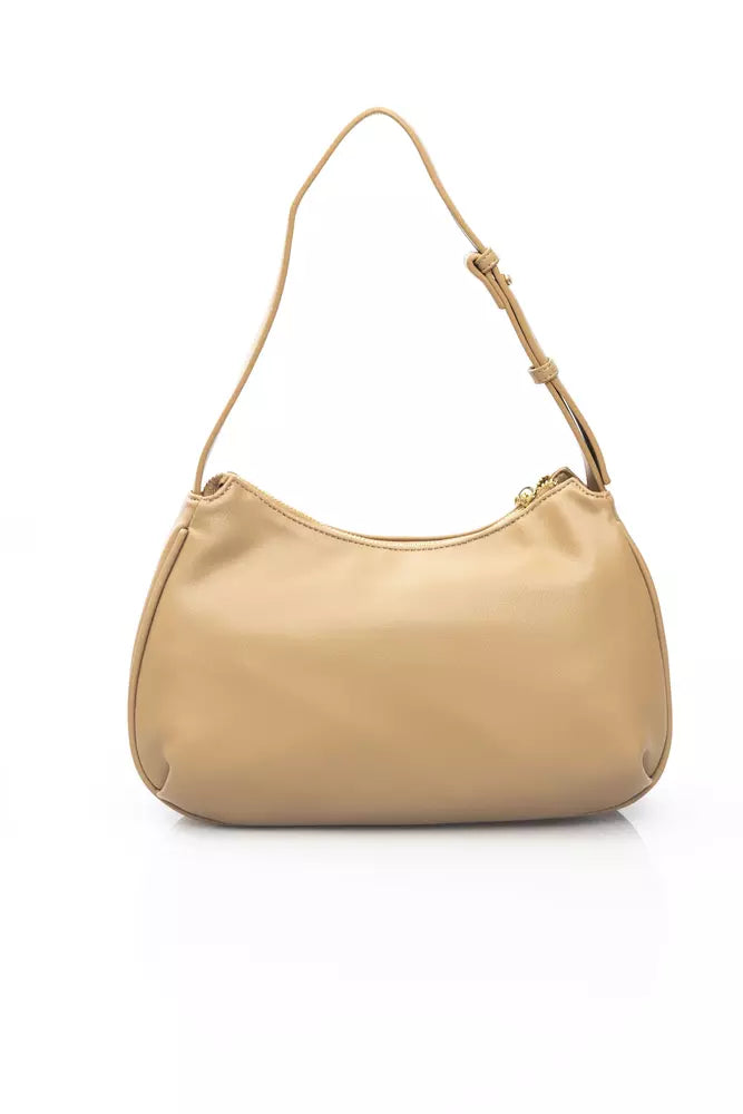 Beige Shoulder Bag with Golden Accents