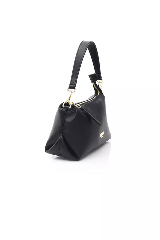 Elegant Black Golden-Detailed Shoulder Bag