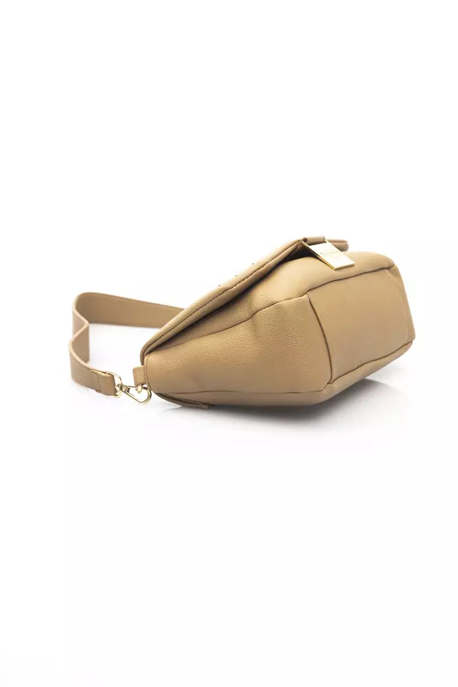 Golden Detail Beige Shoulder Bag