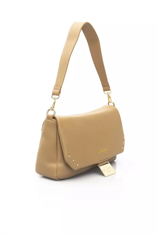 Golden Detail Beige Shoulder Bag