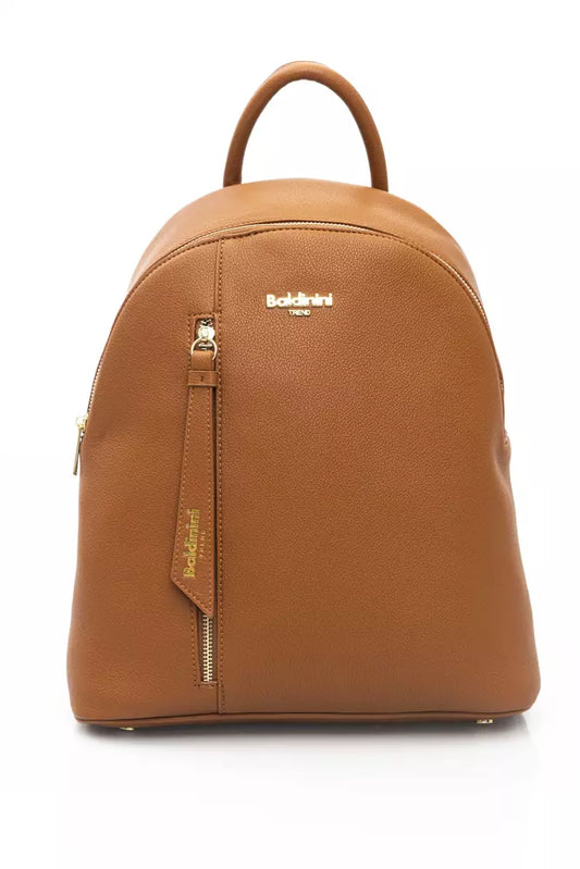 Chic Golden-Detail Brown Backpack