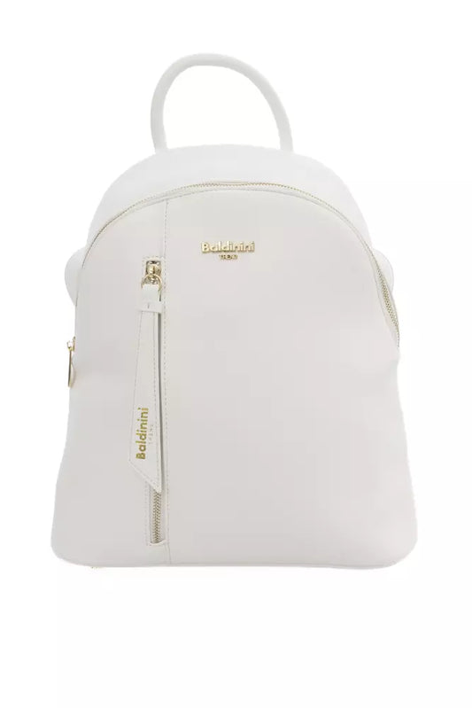 White Elegance Backpack with Golden Accents