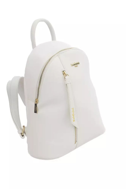 White Elegance Backpack with Golden Accents