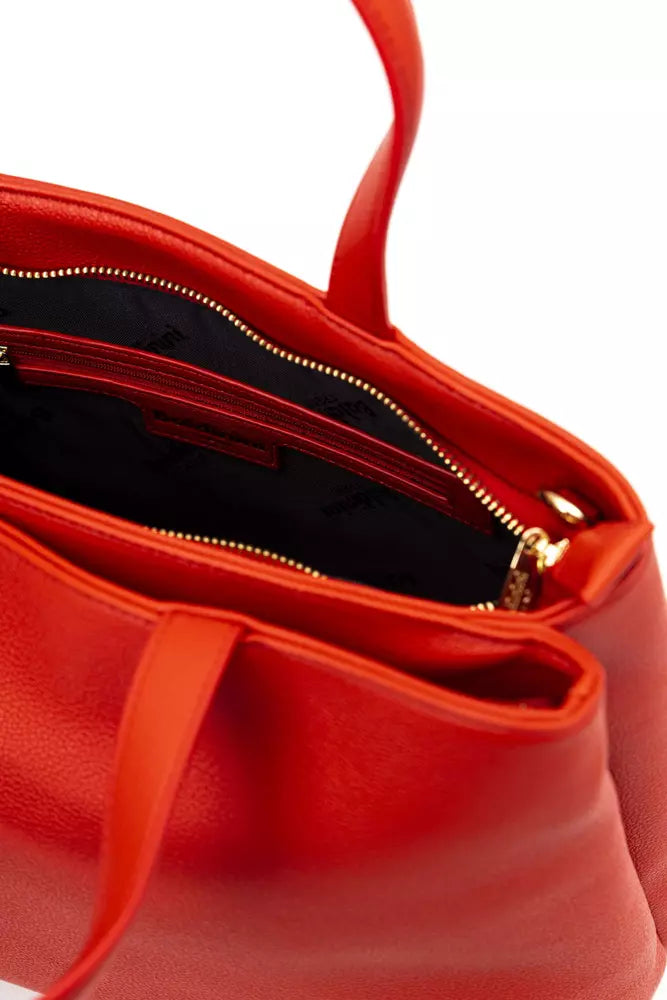 Elegant Red Shoulder Bag with Golden Accents