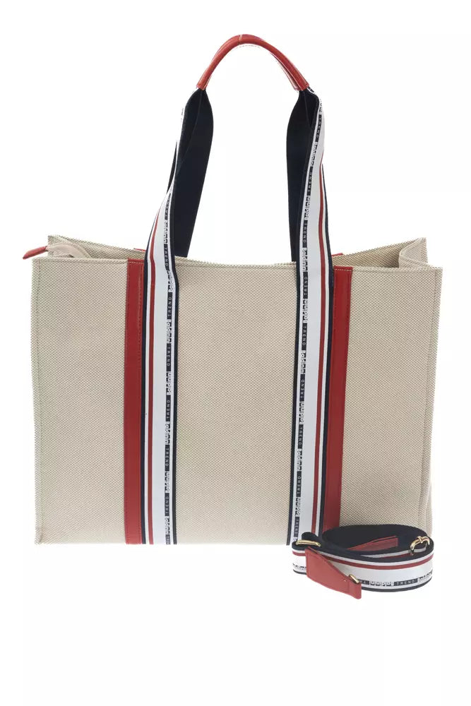 Elegant White Shoulder Bag with Logoed Lining