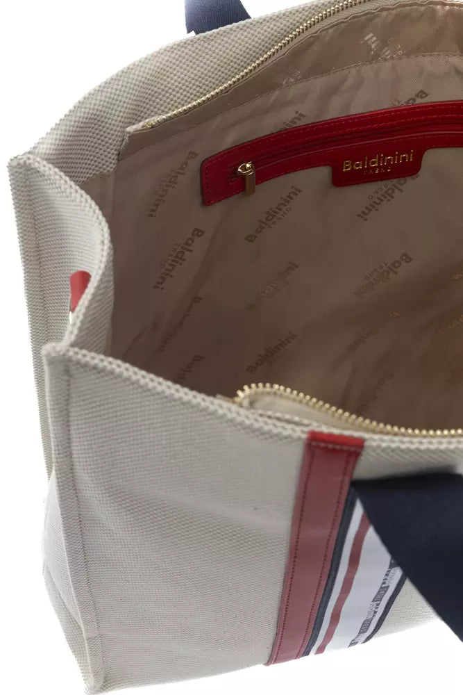 Elegant White Shoulder Bag with Logoed Lining
