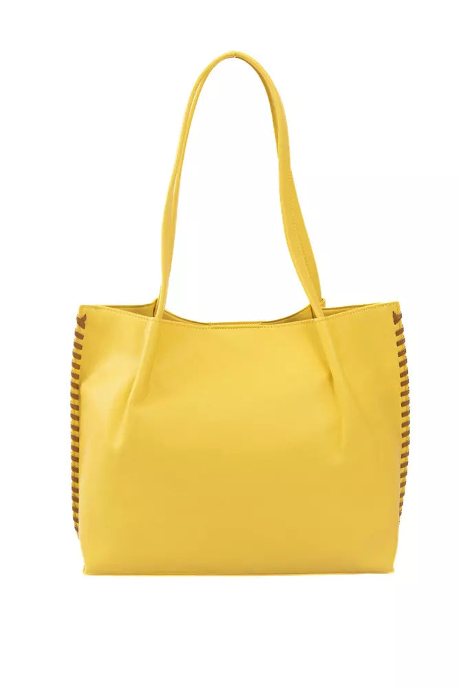 Chic Yellow Handbag with Golden Accents