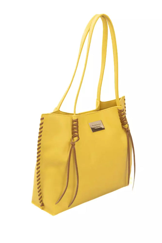Chic Yellow Handbag with Golden Accents