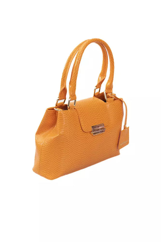 Chic Orange Shoulder Flap Bag with Golden Accents