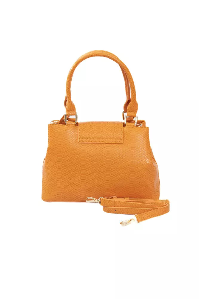 Chic Orange Shoulder Flap Bag with Golden Accents