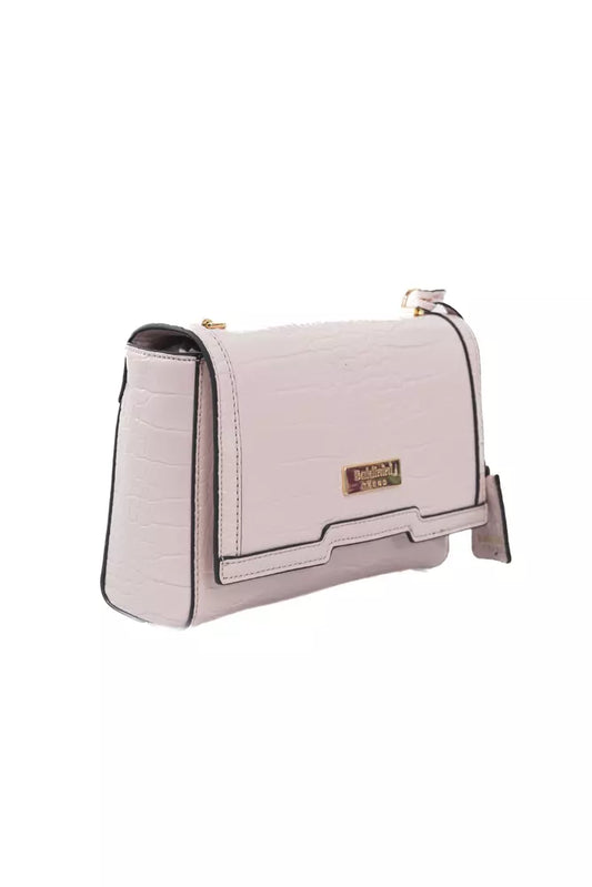 Elegant Pink Shoulder Flap Bag with Golden Accents