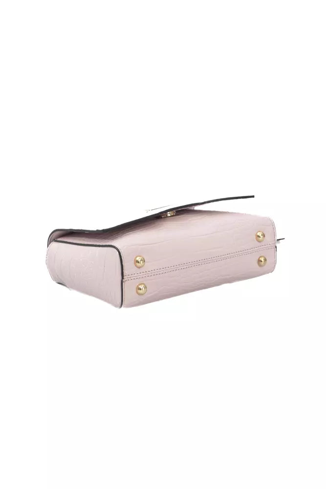 Elegant Pink Shoulder Flap Bag with Golden Accents