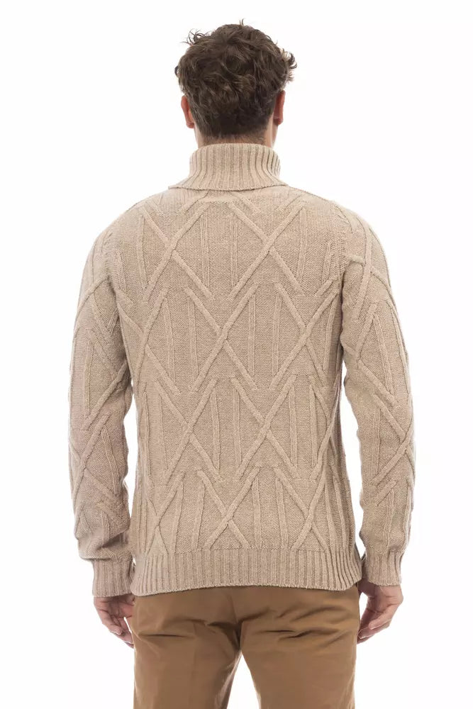 Elegant Beige Turtleneck Sweater for Men