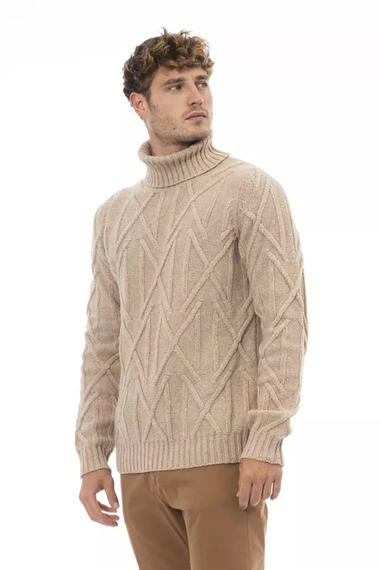 Elegant Beige Turtleneck Sweater for Men
