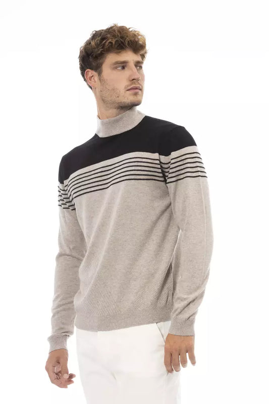 Beige Mock Neck Luxury Sweater