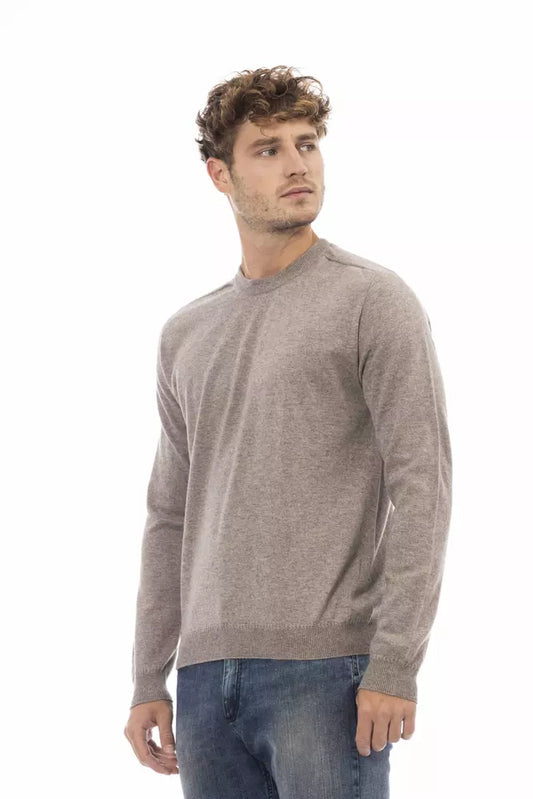 Beige Crewneck Sweater in Luxe Wool-Cashmere Blend