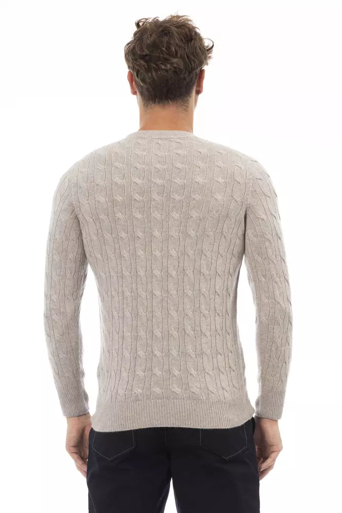 Classic Beige Crewneck Luxury Sweater