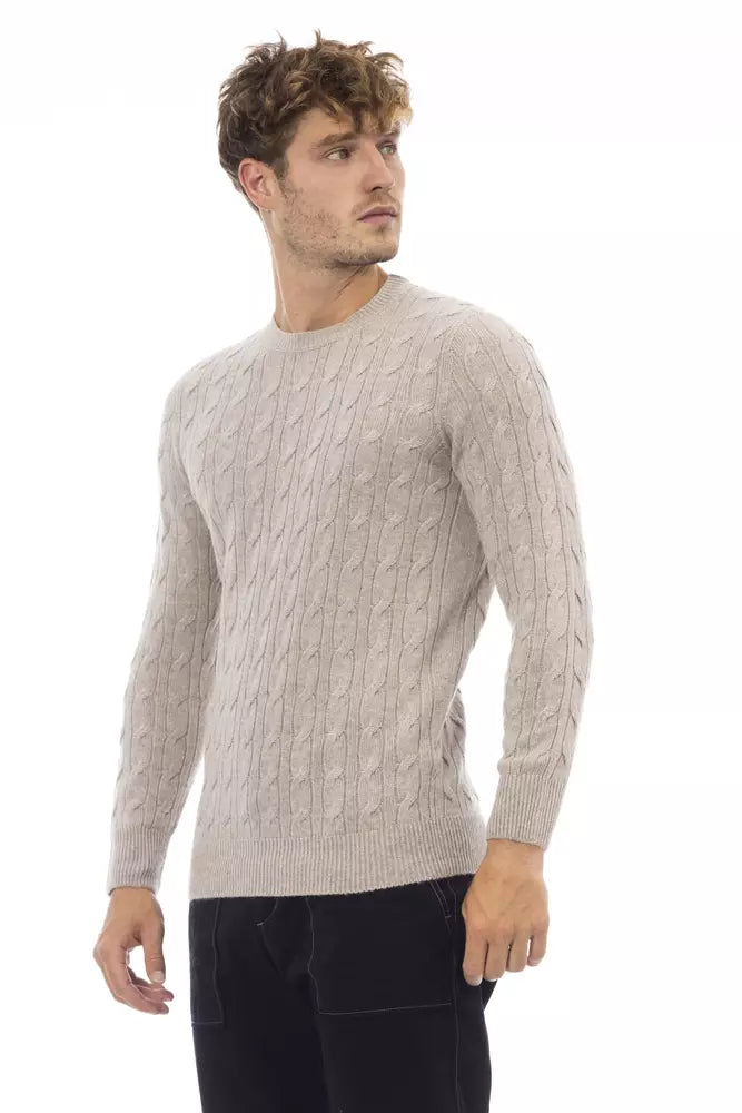 Classic Beige Crewneck Luxury Sweater