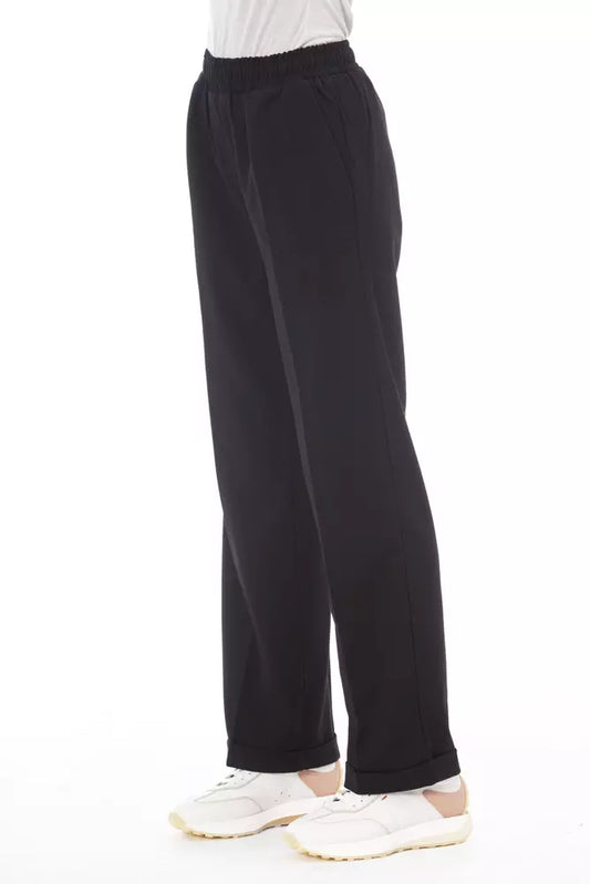 Elegant Black Trousers With Side Welt Pockets