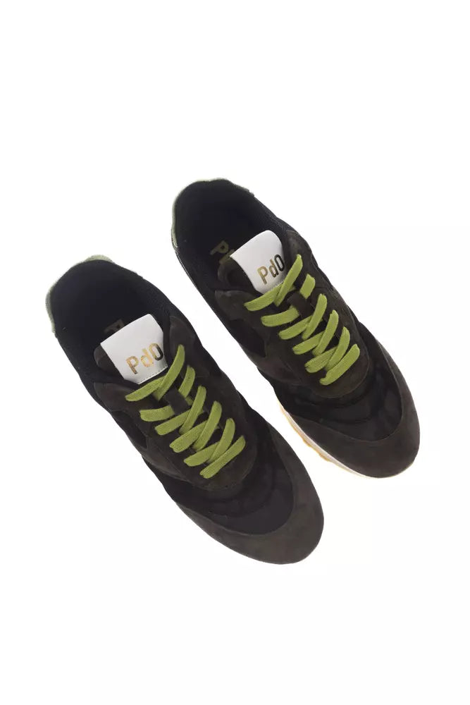 Multicolor Lace-Up Sneakers with Rubber Sole