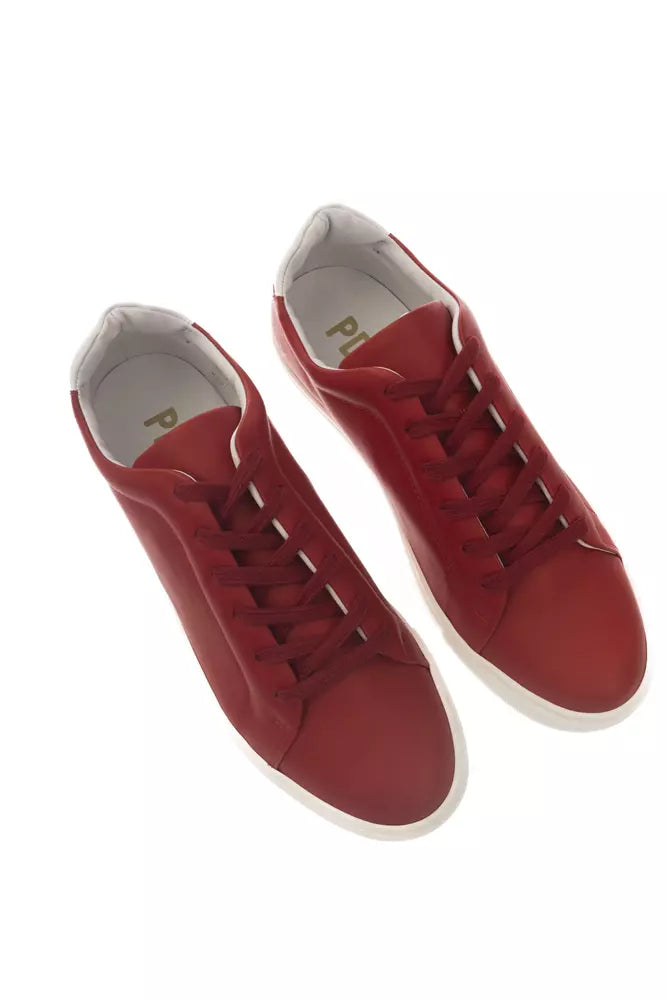 Elegant Red Leather Monocolor Sneakers