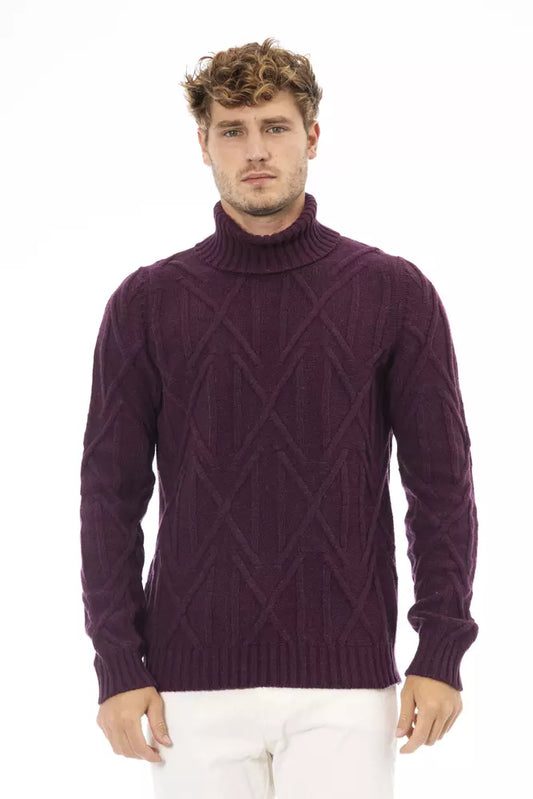 Elegant Purple Turtleneck Sweater for Men