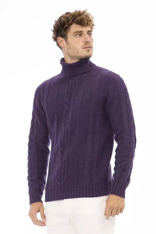 Elegant Purple Turtleneck Sweater for Men