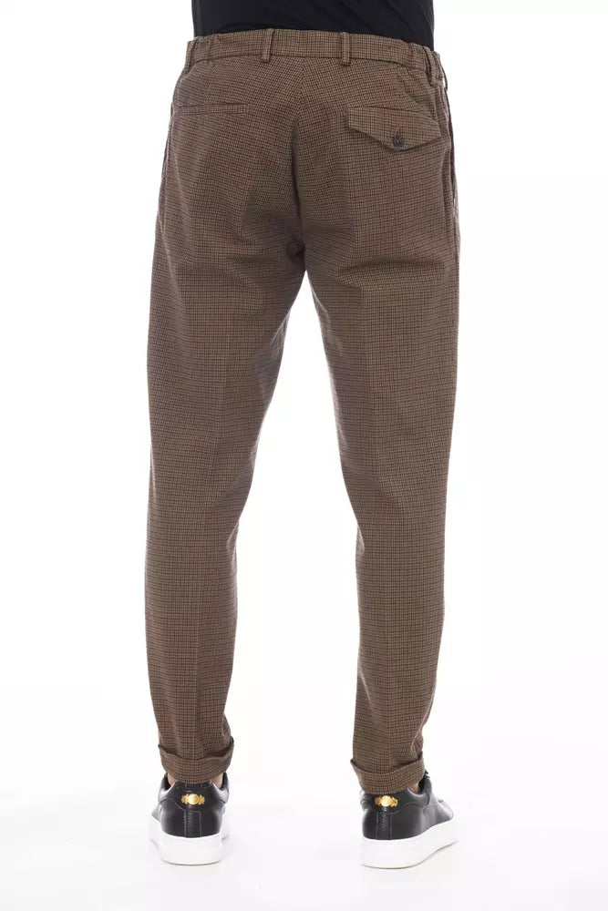 Elegant Brown Cotton Blend Trousers