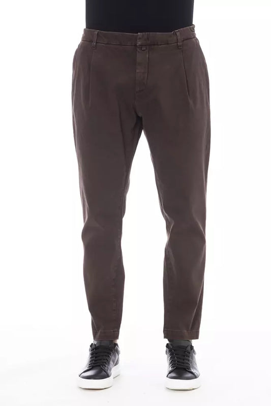 Chic Brown Cotton Blend Trousers