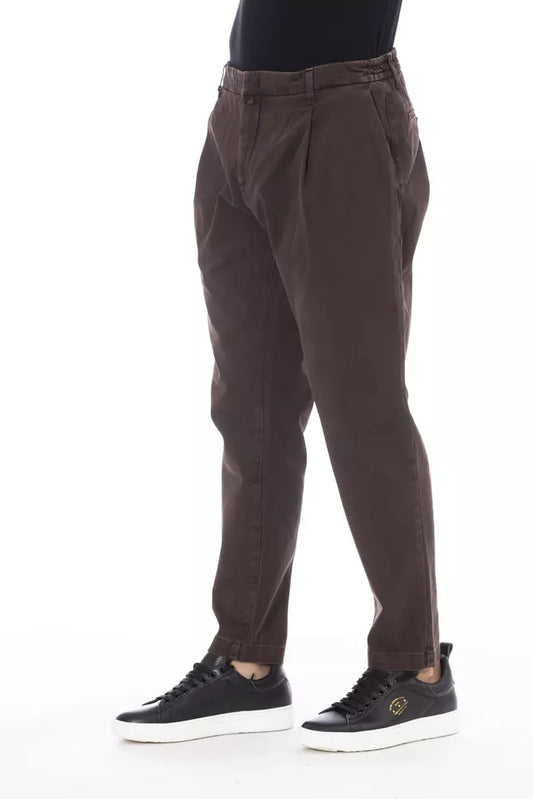 Chic Brown Cotton Blend Trousers