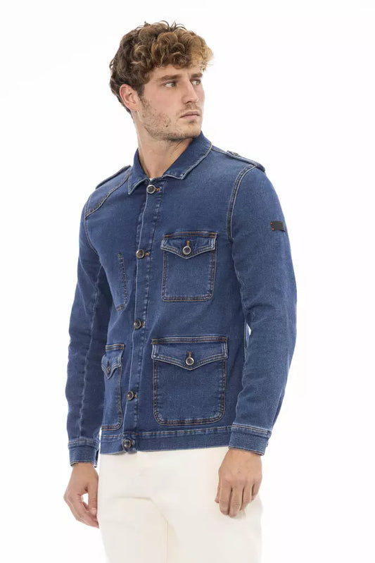Sleek Blue Jacket with Backpack Braces & Hood
