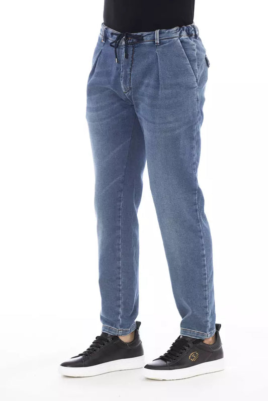 Elevated Blue Denim with Edgy Detailing