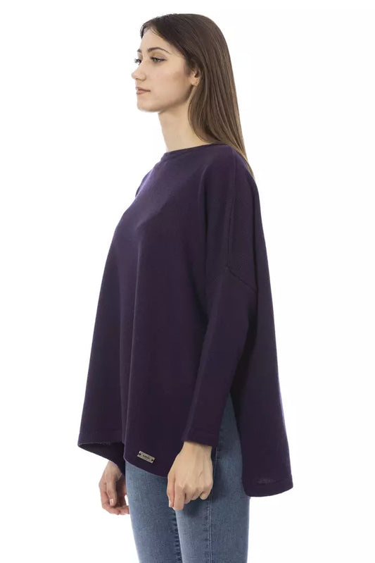Elegant Purple Crew Neck Sweater with Monogram