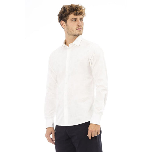 Elegant White Italian Collar Shirt for Men