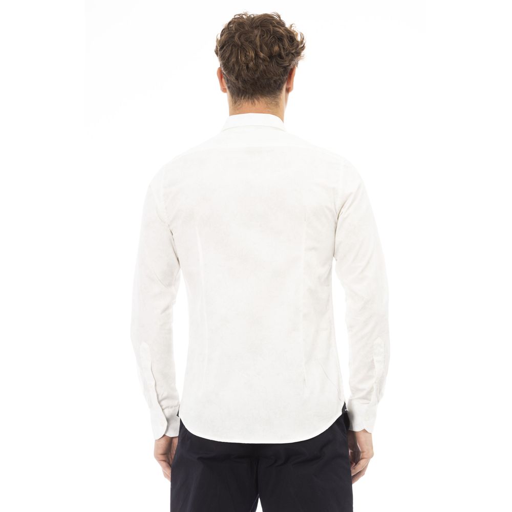 Elegant White Italian Collar Shirt for Men