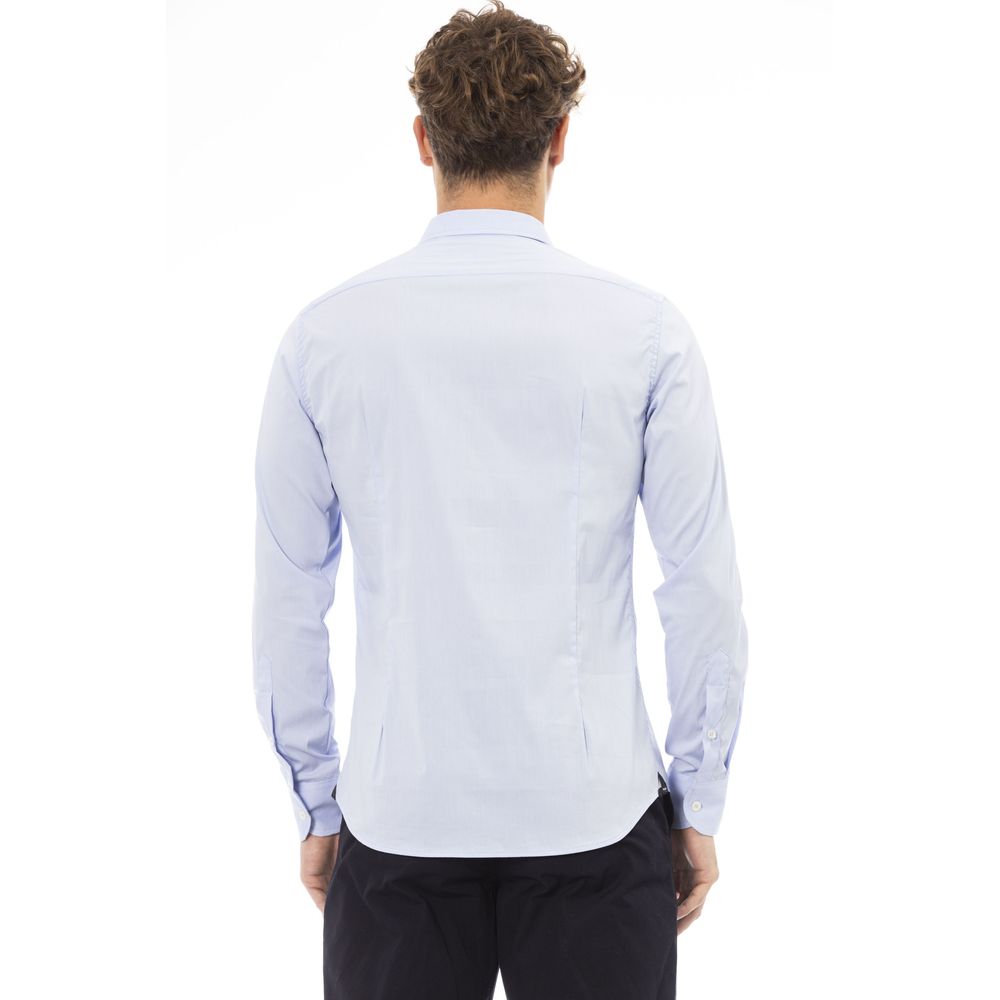 Elegant Light Blue Italian Collar Shirt