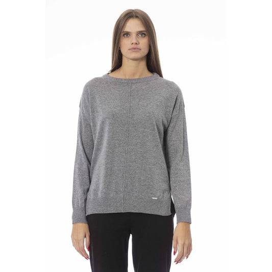 Chic Gray Crew Neck Knit Sweater