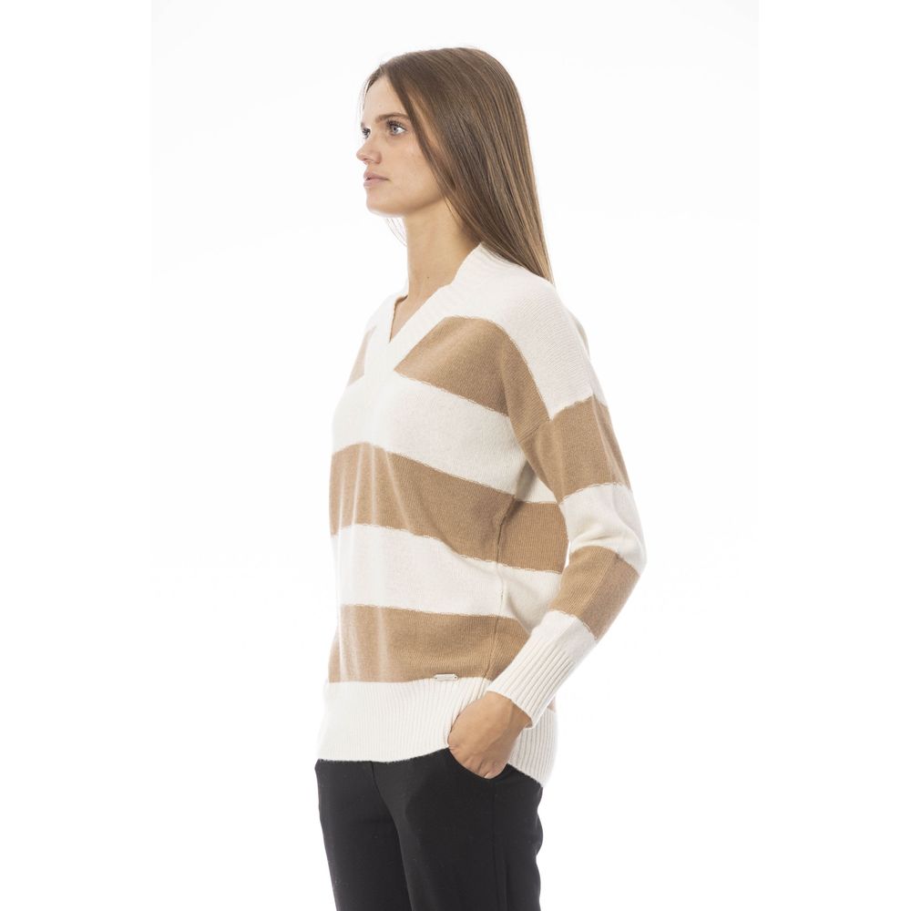 Elegant Beige V-Neck Sweater