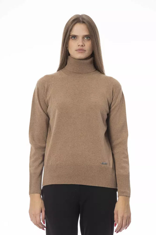 Chic Beige Wool-Cashmere Turtleneck Sweater