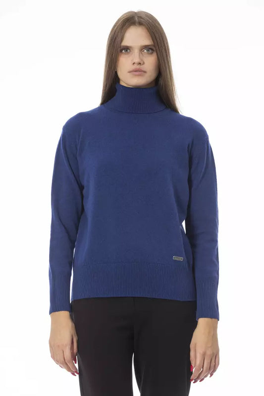 Elegant Turtleneck Sweater - Blue Wool-Cashmere Blend