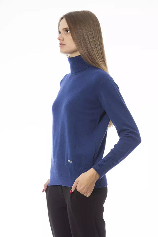 Elegant Turtleneck Sweater - Blue Wool-Cashmere Blend