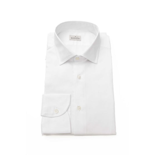 Sleek White Slim Fit French Collar Shirt