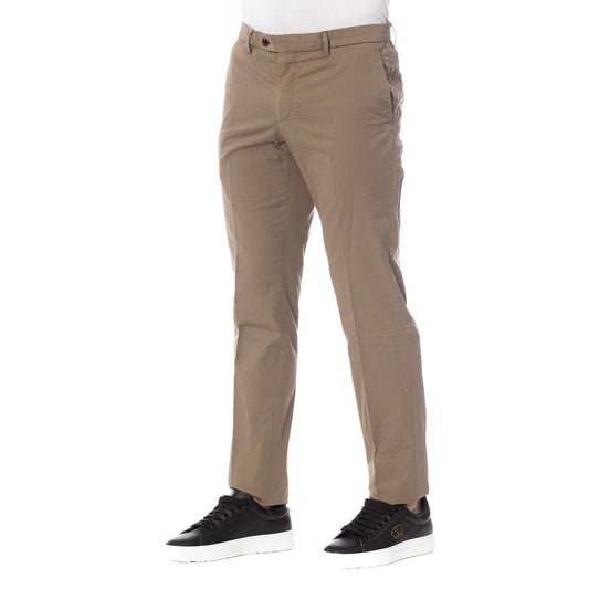 Elegant Cotton Trousers in Classic Brown